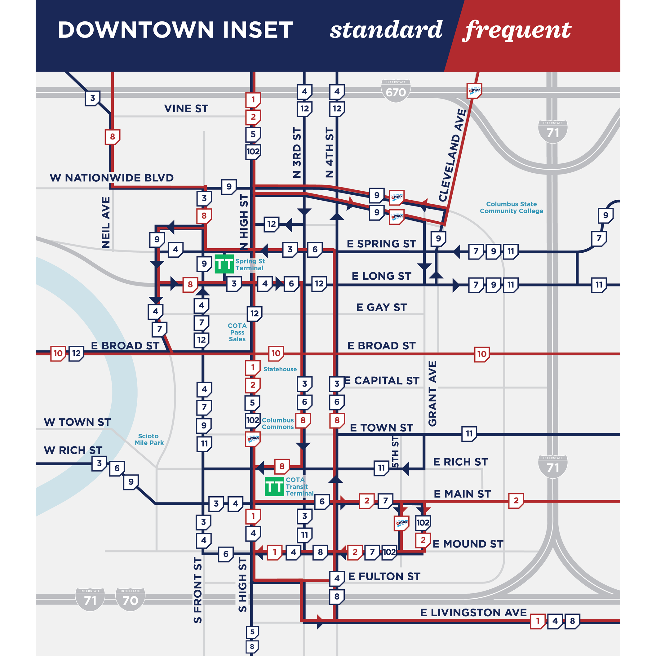 bus route map downtown